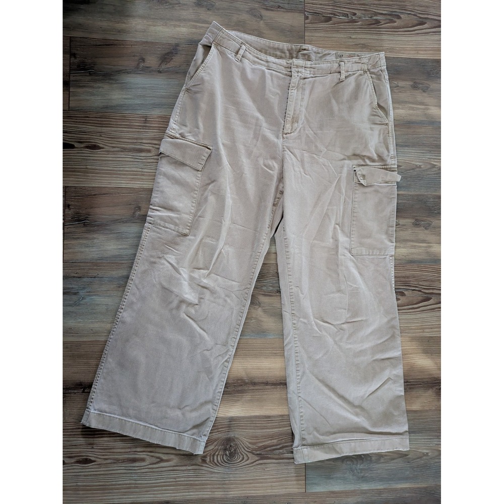 GAP Beige Mojave Loose Khaki Cargo Wide Leg High Rise Denim Jeans 16